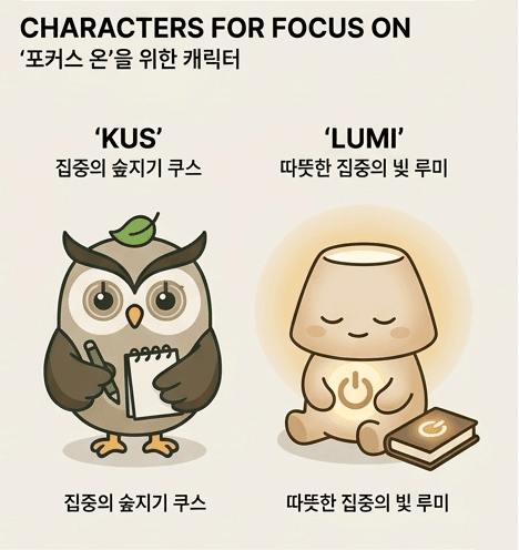 KUS · LUMI — 포커스온을 위한 캐릭터